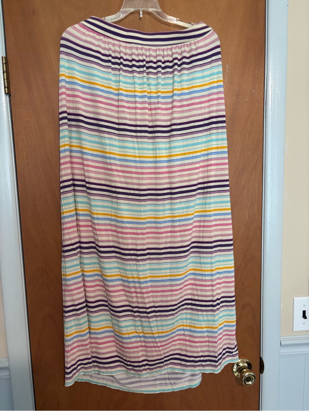 LOFT Pastel Striped Maxi Skirt in Pink, Purple, Blue and Yellow